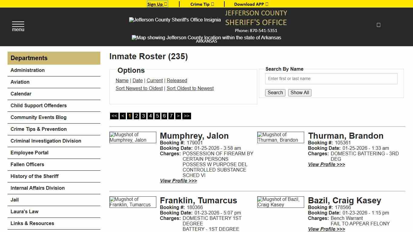 Inmate Roster - Current Inmates Booking Date Descending - Jefferson County Sheriff AR